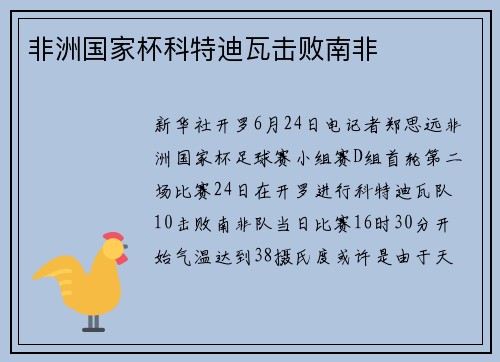 非洲国家杯科特迪瓦击败南非